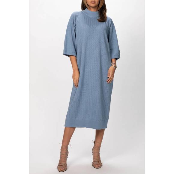 NEW MR MITTENS lace dress in faded denim